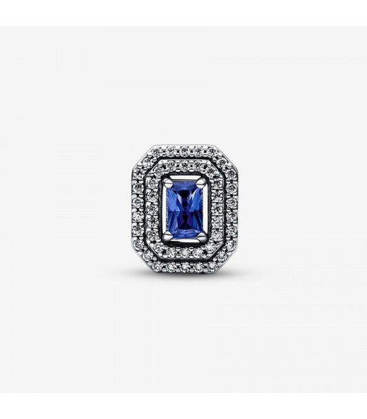 Charm Plata 925 - rectangular elegante con zirconias y cristal azul